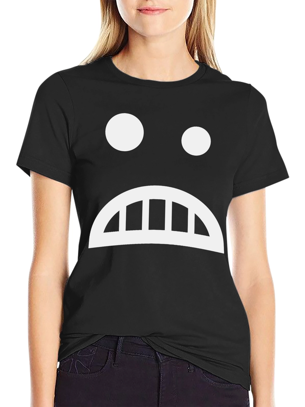 Sad Face Graphic Tee - Black Cotton T-Shirt