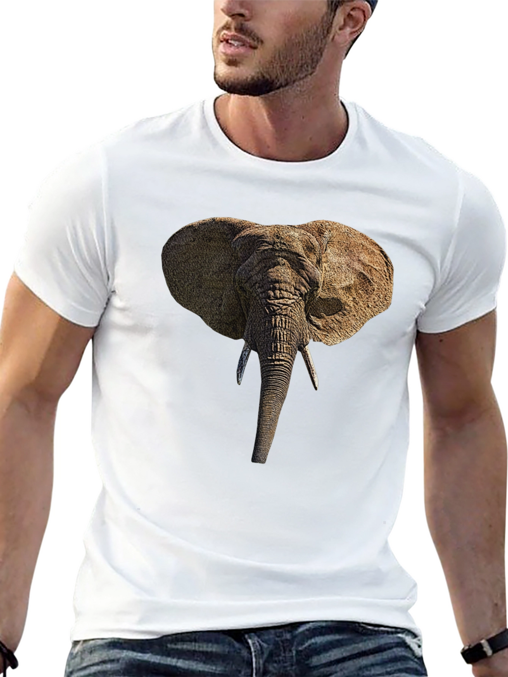 Elephant Head Graphic Black T-Shirt
