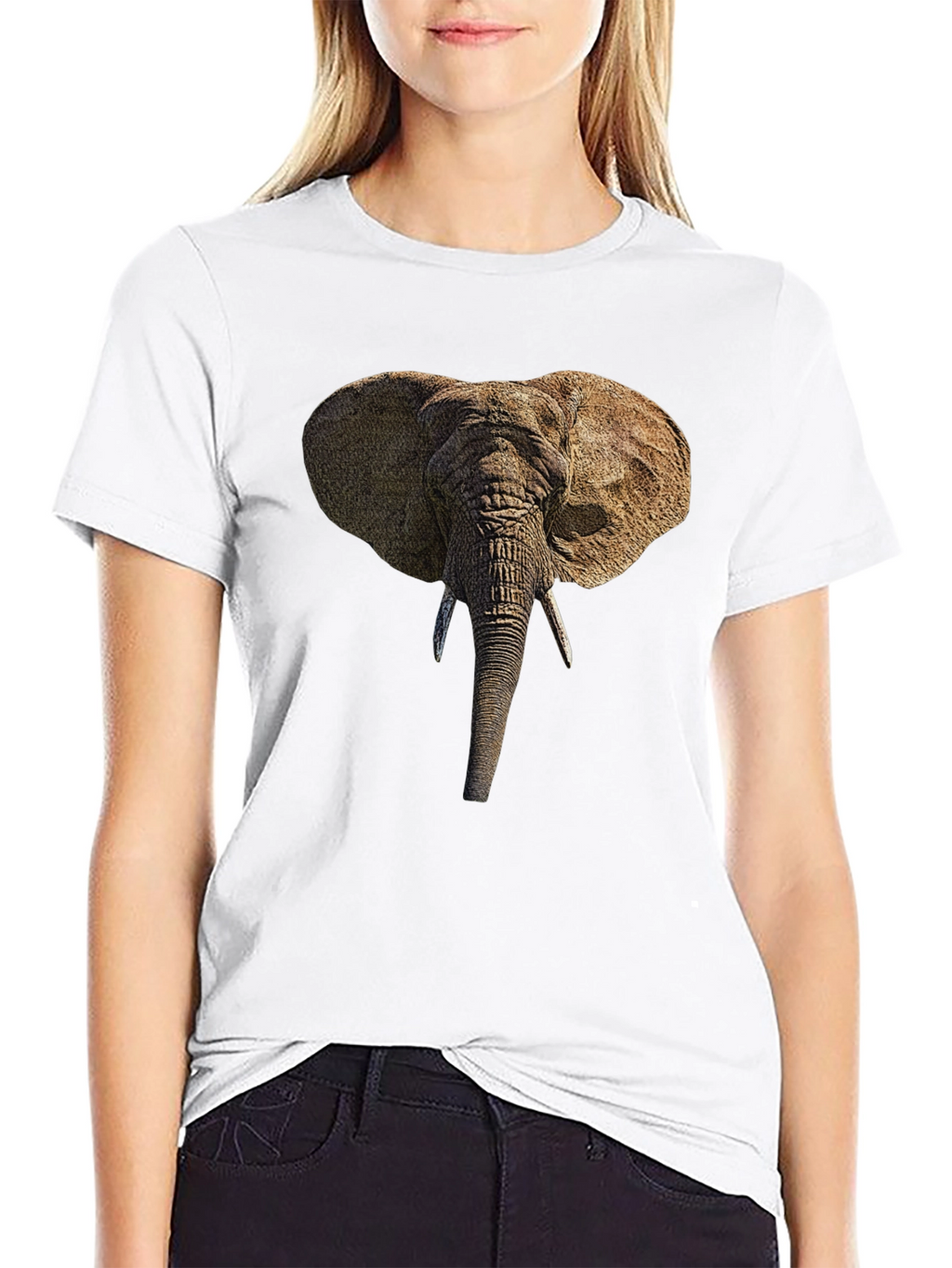 Elephant Head Graphic Black T-Shirt