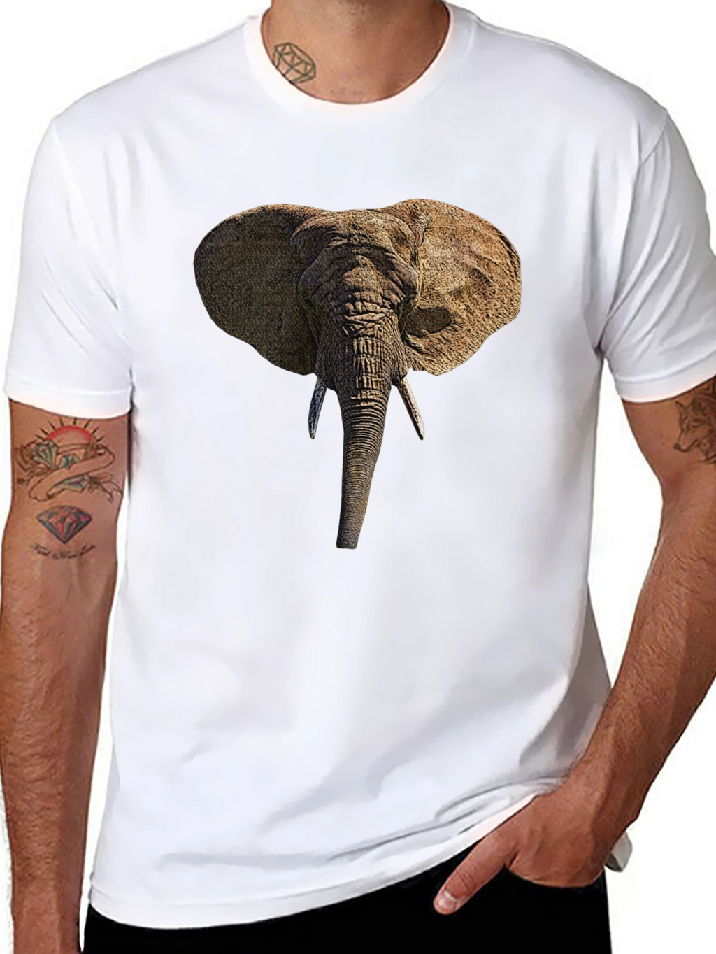 Elephant Head Graphic Black T-Shirt