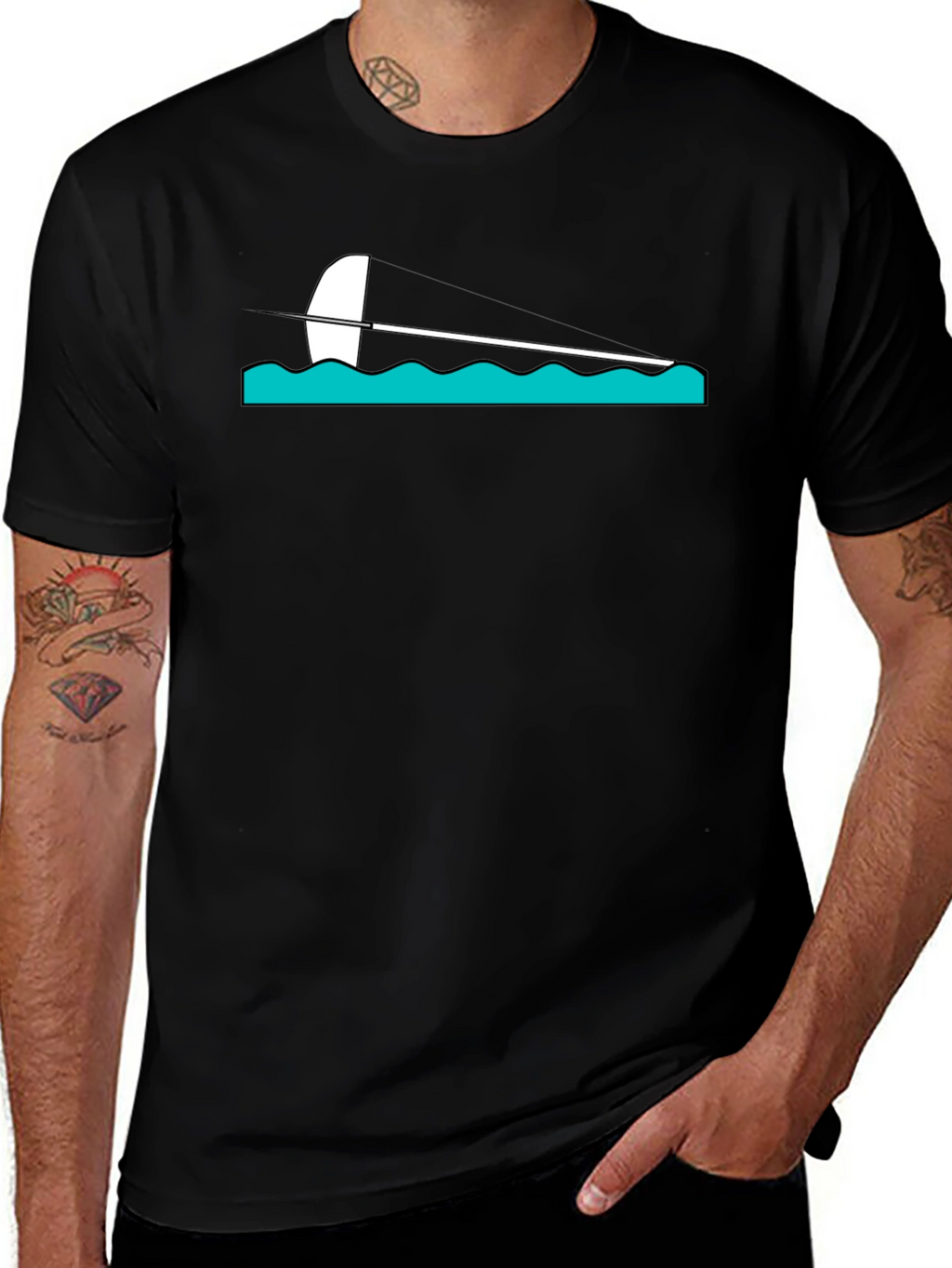 Sailing Graphic Tee - Black Cotton Blend