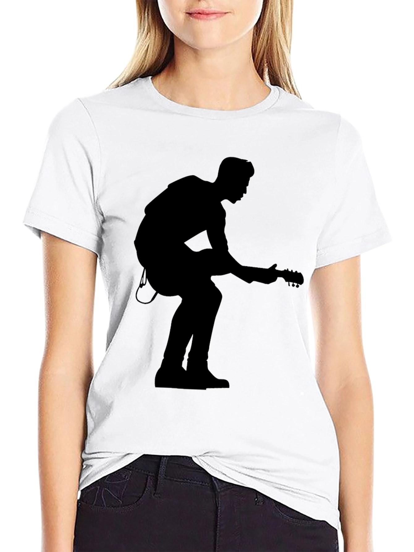 Silhouette Guitar Player Black T-Shirt