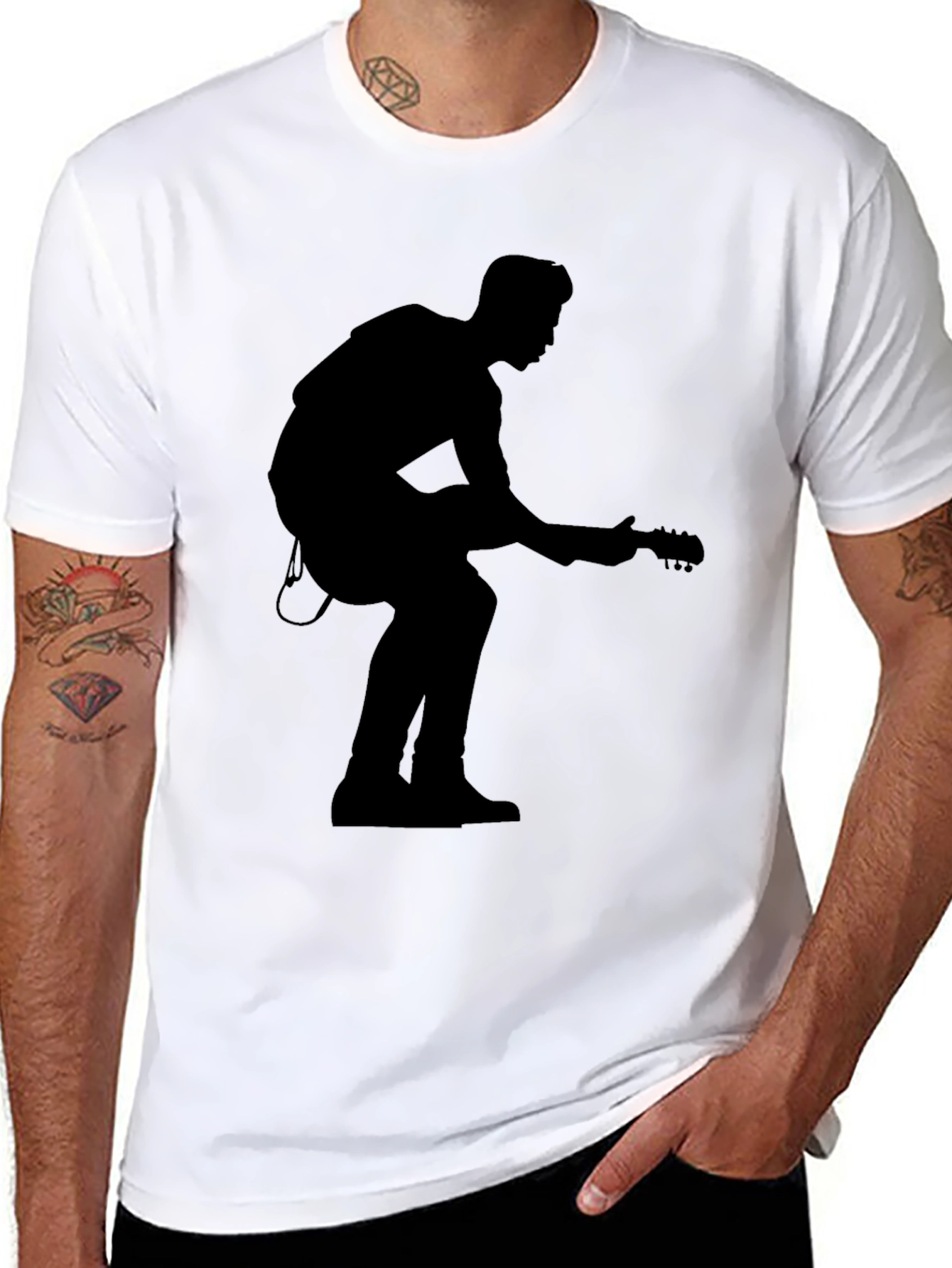 Silhouette Guitar Player Black T-Shirt