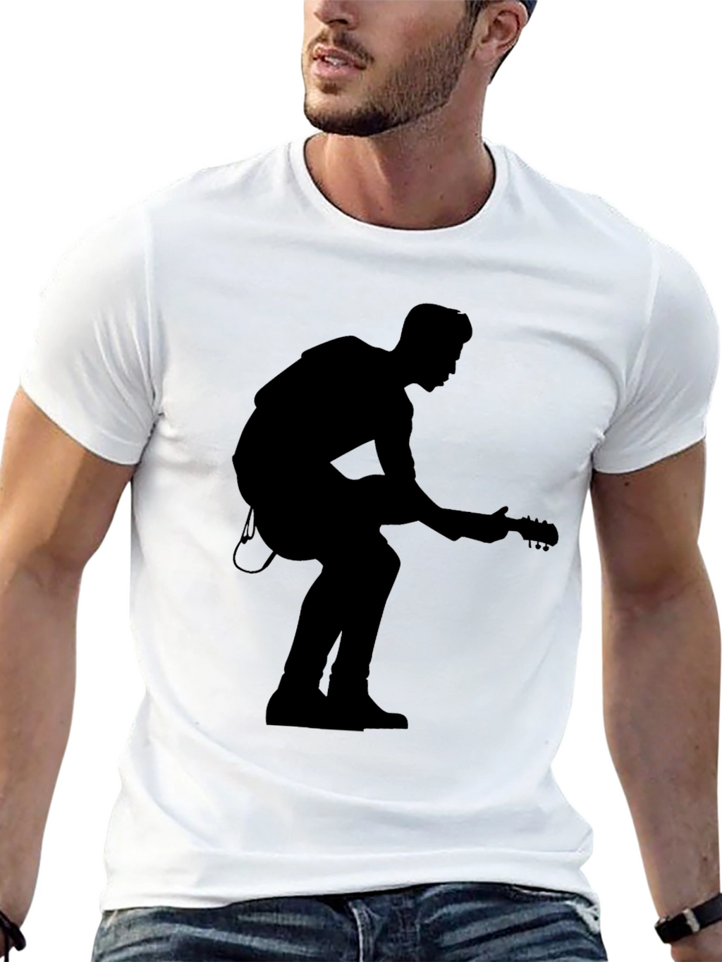 Silhouette Guitar Player Black T-Shirt