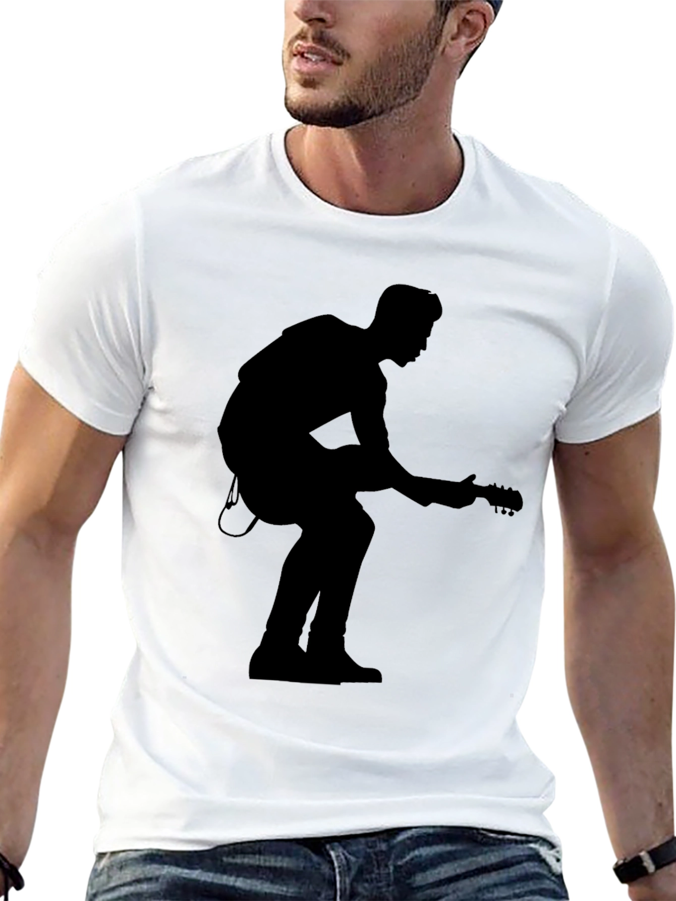 Silhouette Guitar Player Black T-Shirt