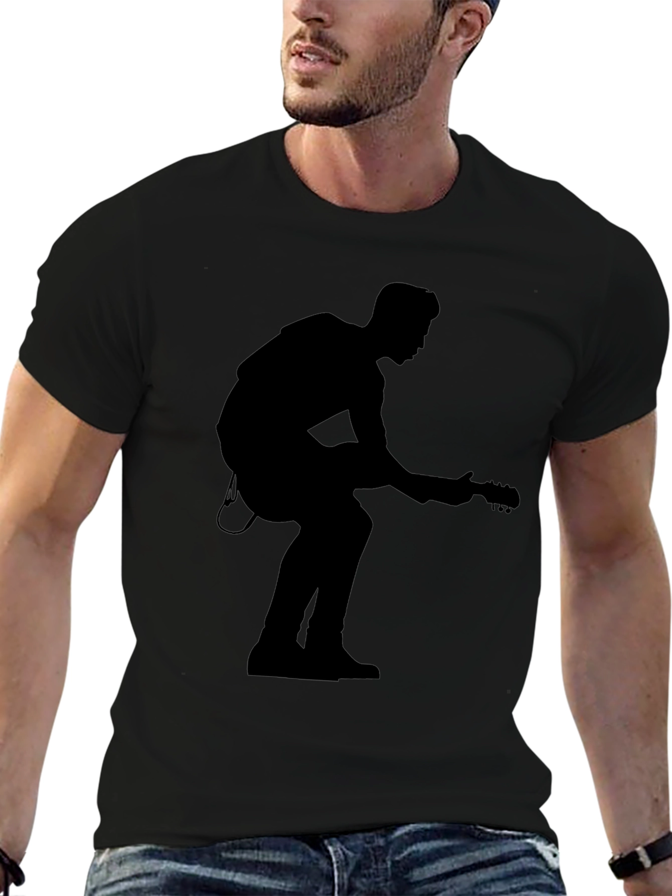 Silhouette Guitar Player Black T-Shirt