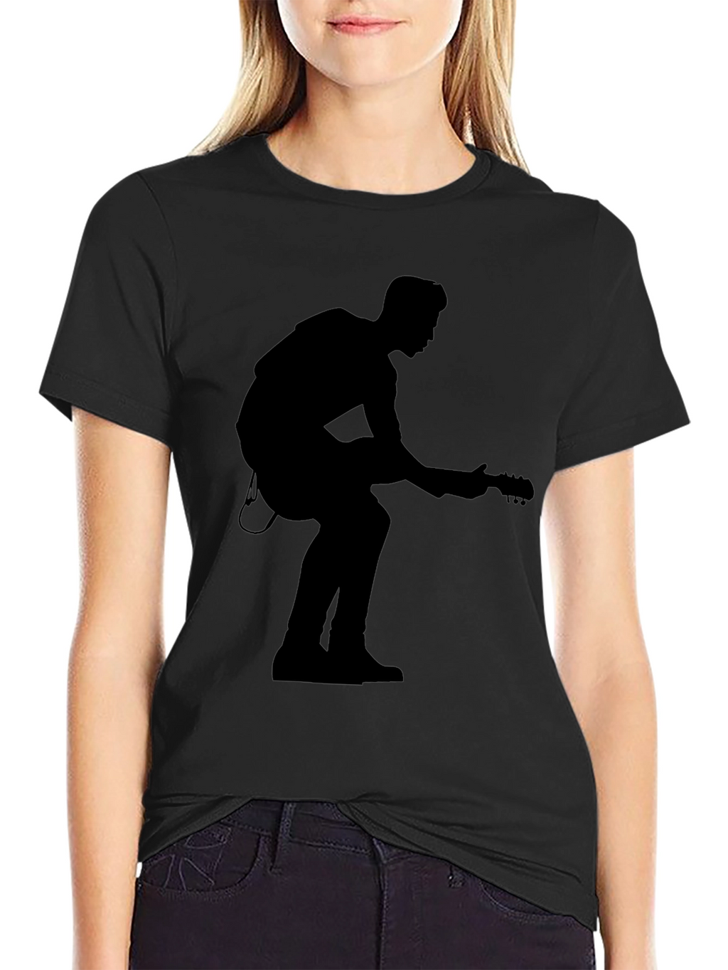 Silhouette Guitar Player Black T-Shirt