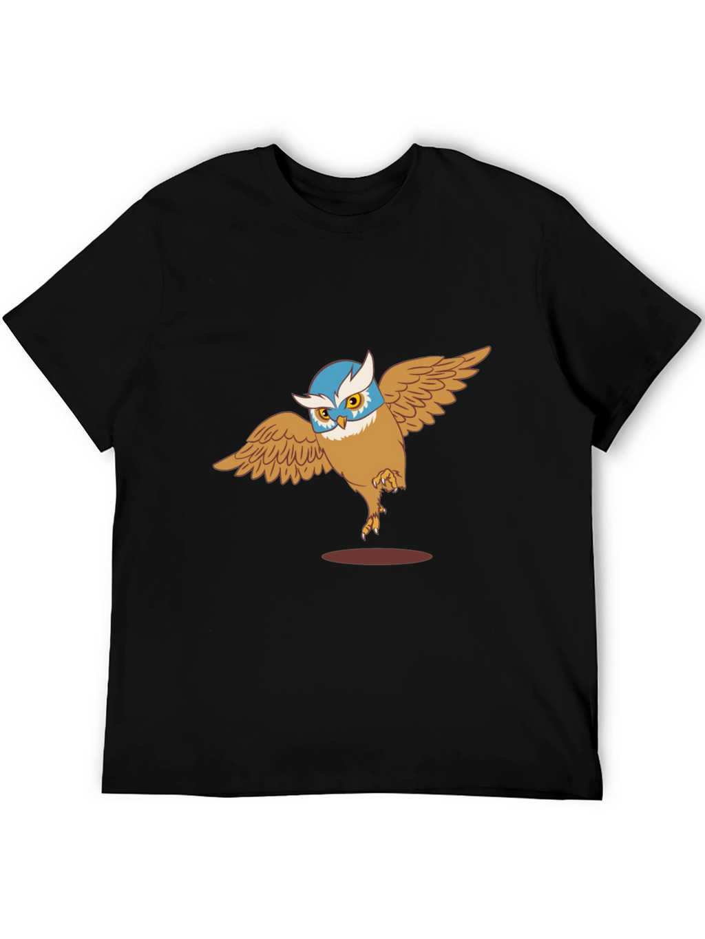 Owl Cartoon Graphic Print Black T-Shirt