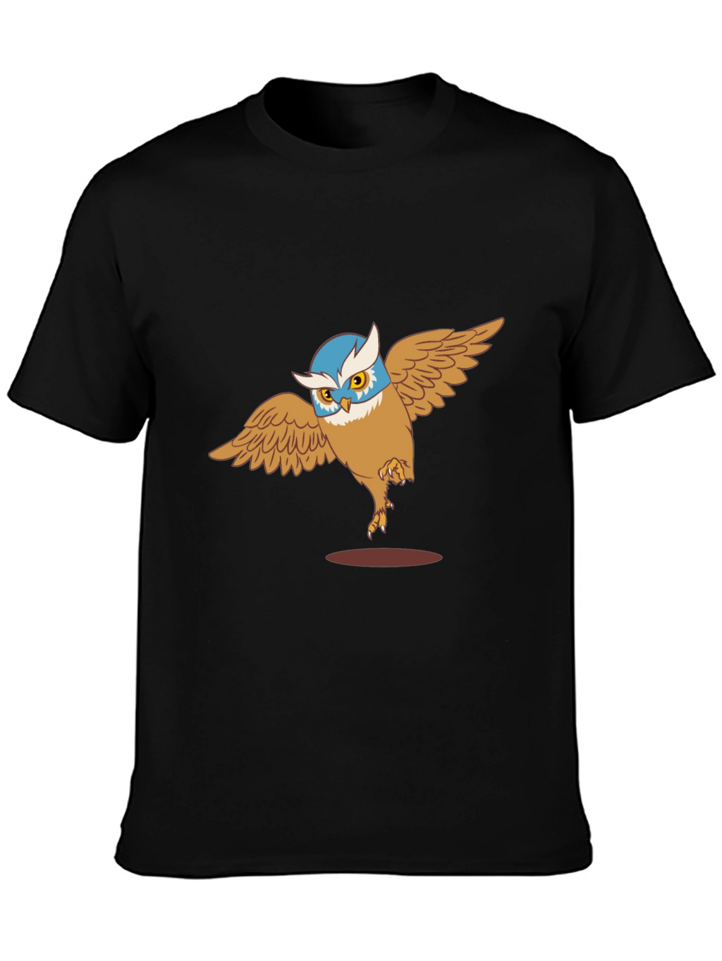 Owl Cartoon Graphic Print Black T-Shirt