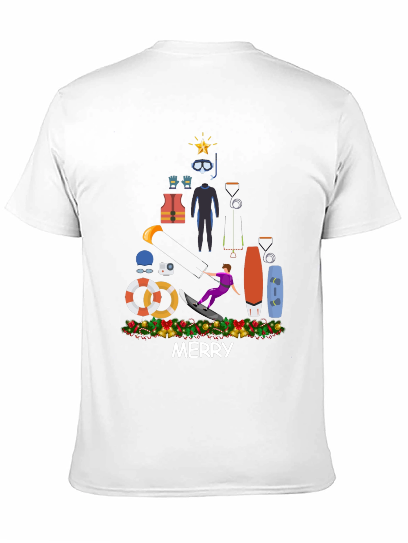 Kitesurfing Christmas T-Shirt - Holiday Water Sports Tee