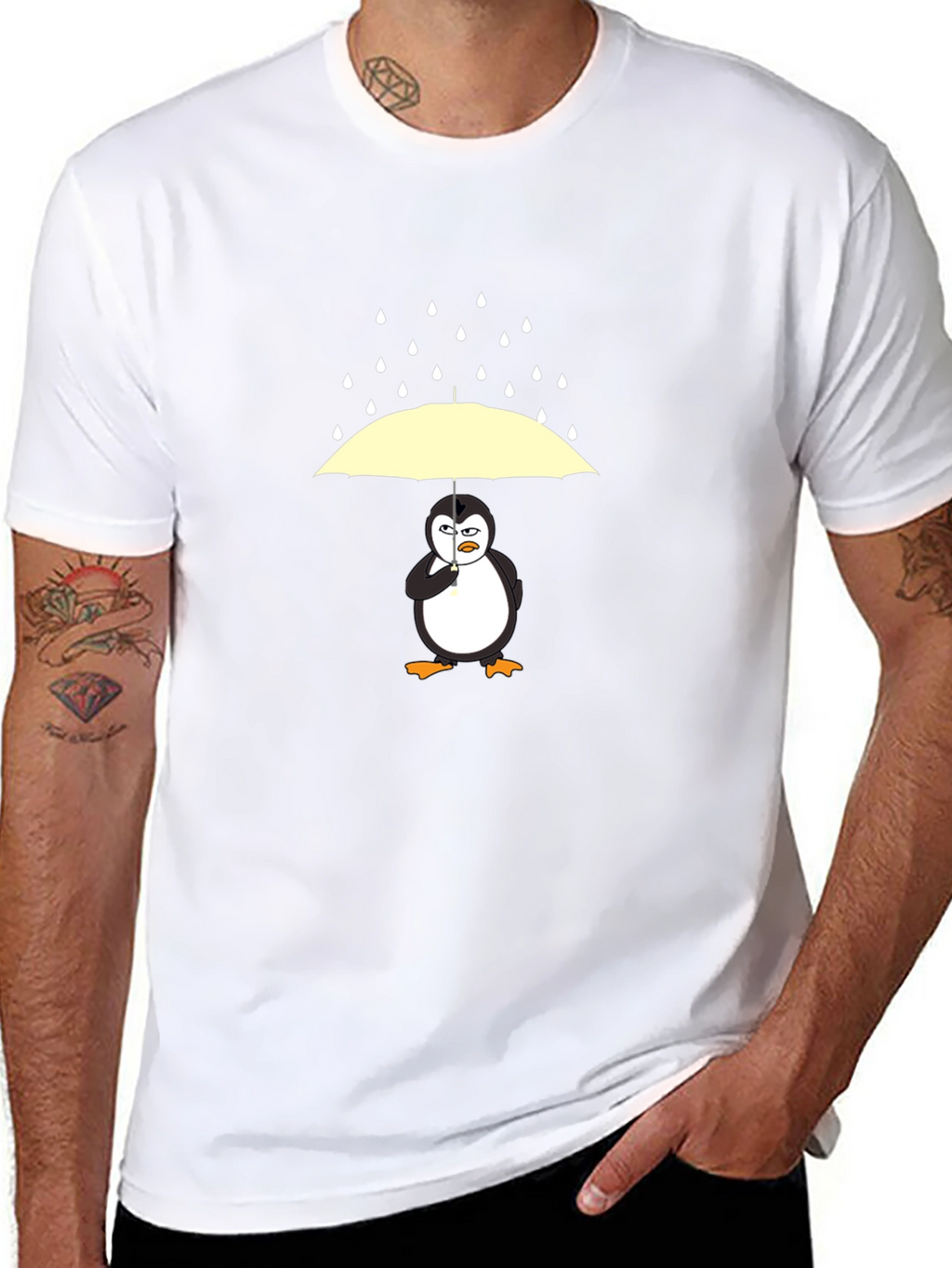 Penguin Umbrella Graphic Tee - Mens Black T-Shirt
