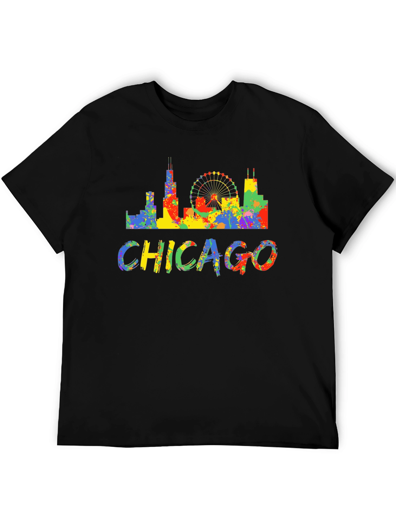 Colorful Chicago Skyline Graphic T-Shirt