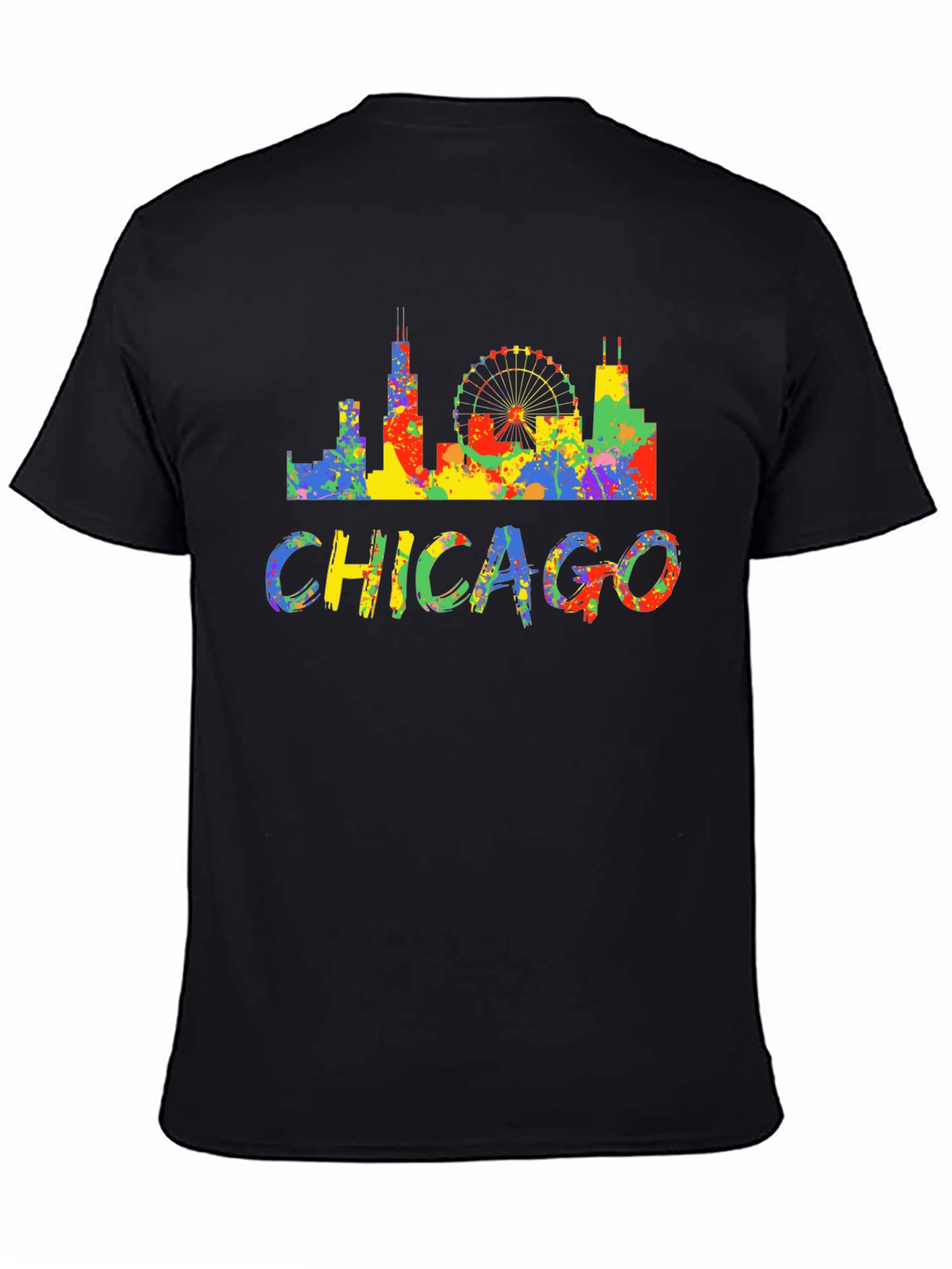 Colorful Chicago Skyline Graphic T-Shirt