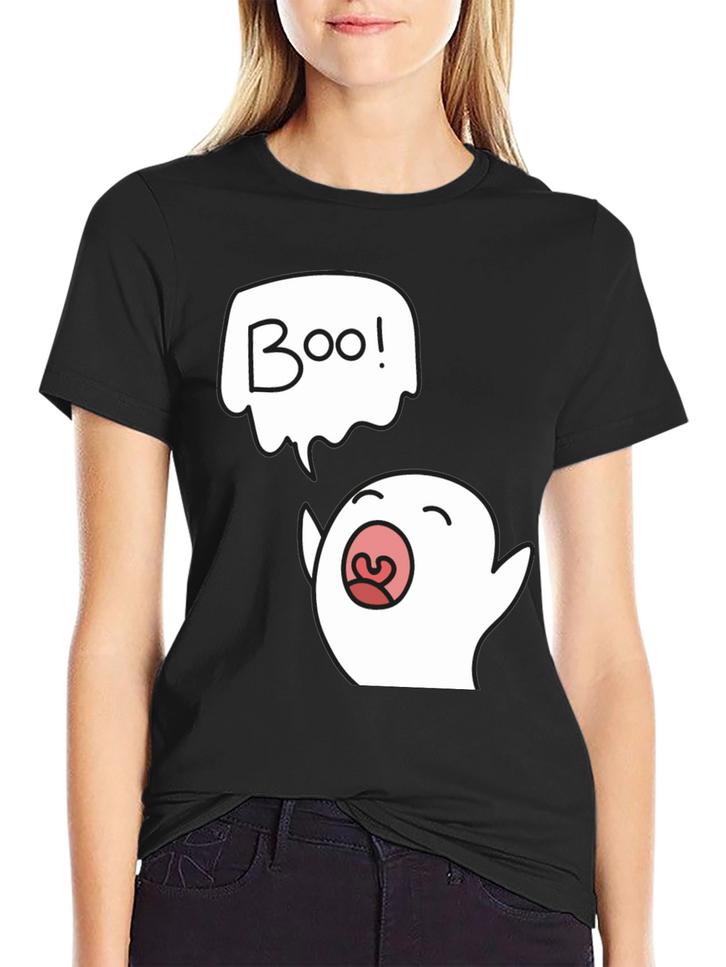 Boo Ghost Graphic Black T-Shirt