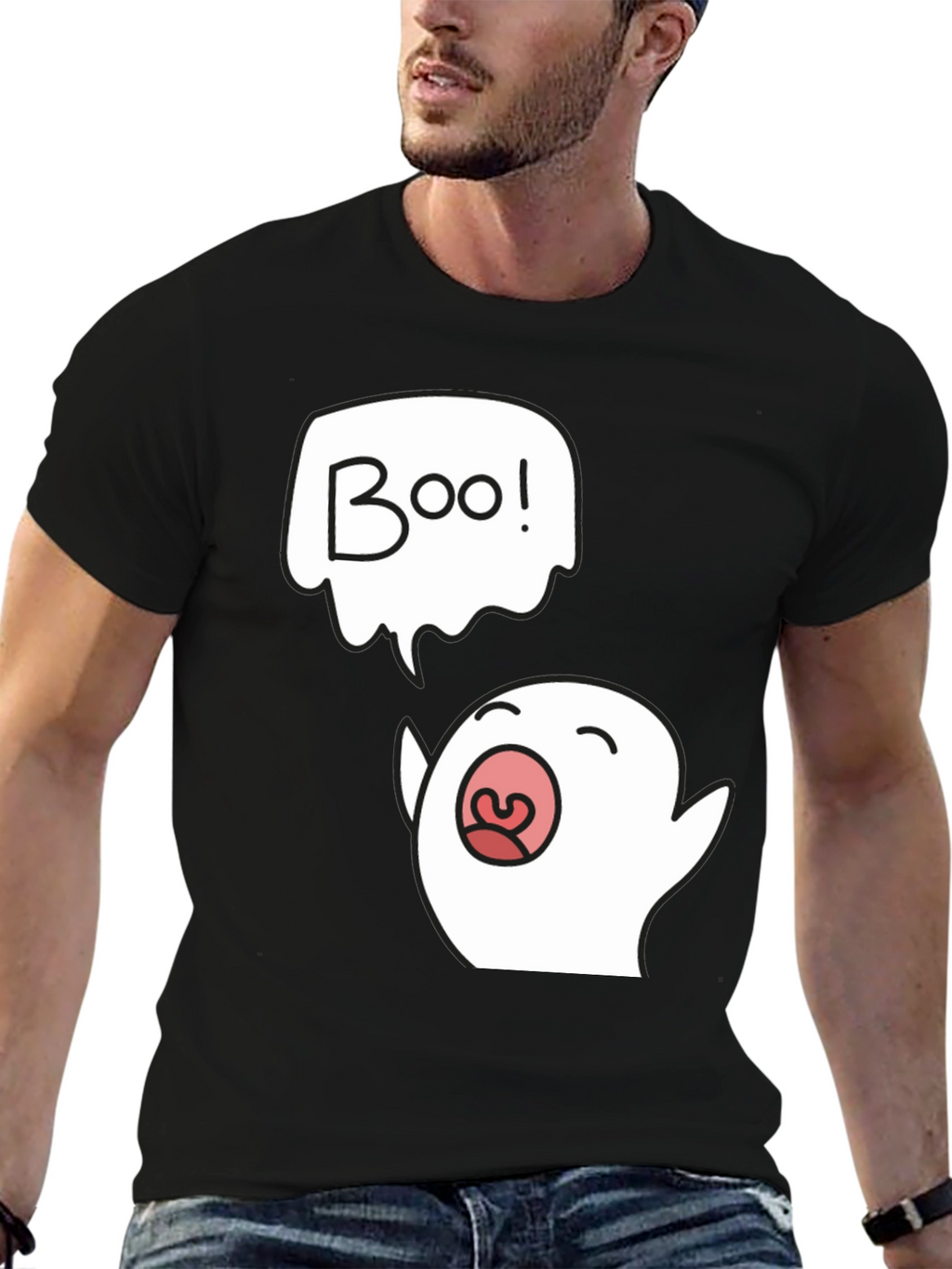 Boo Ghost Graphic Black T-Shirt