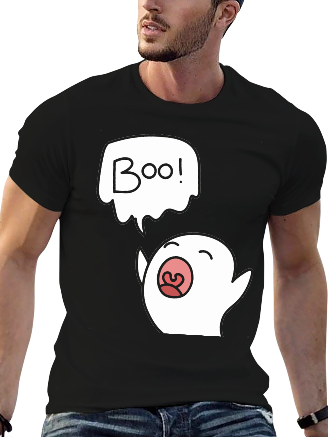 Boo Ghost Graphic Black T-Shirt