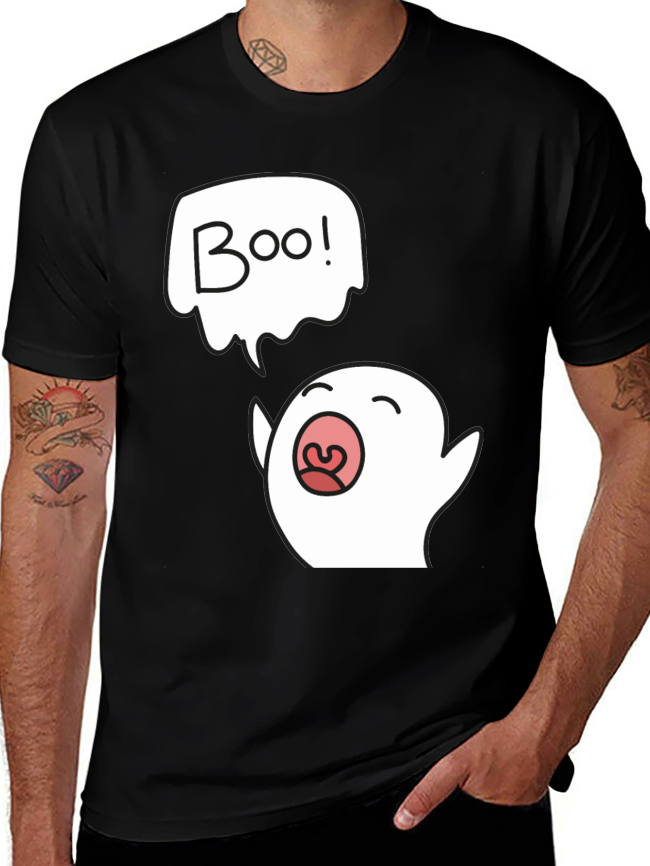Boo Ghost Graphic Black T-Shirt