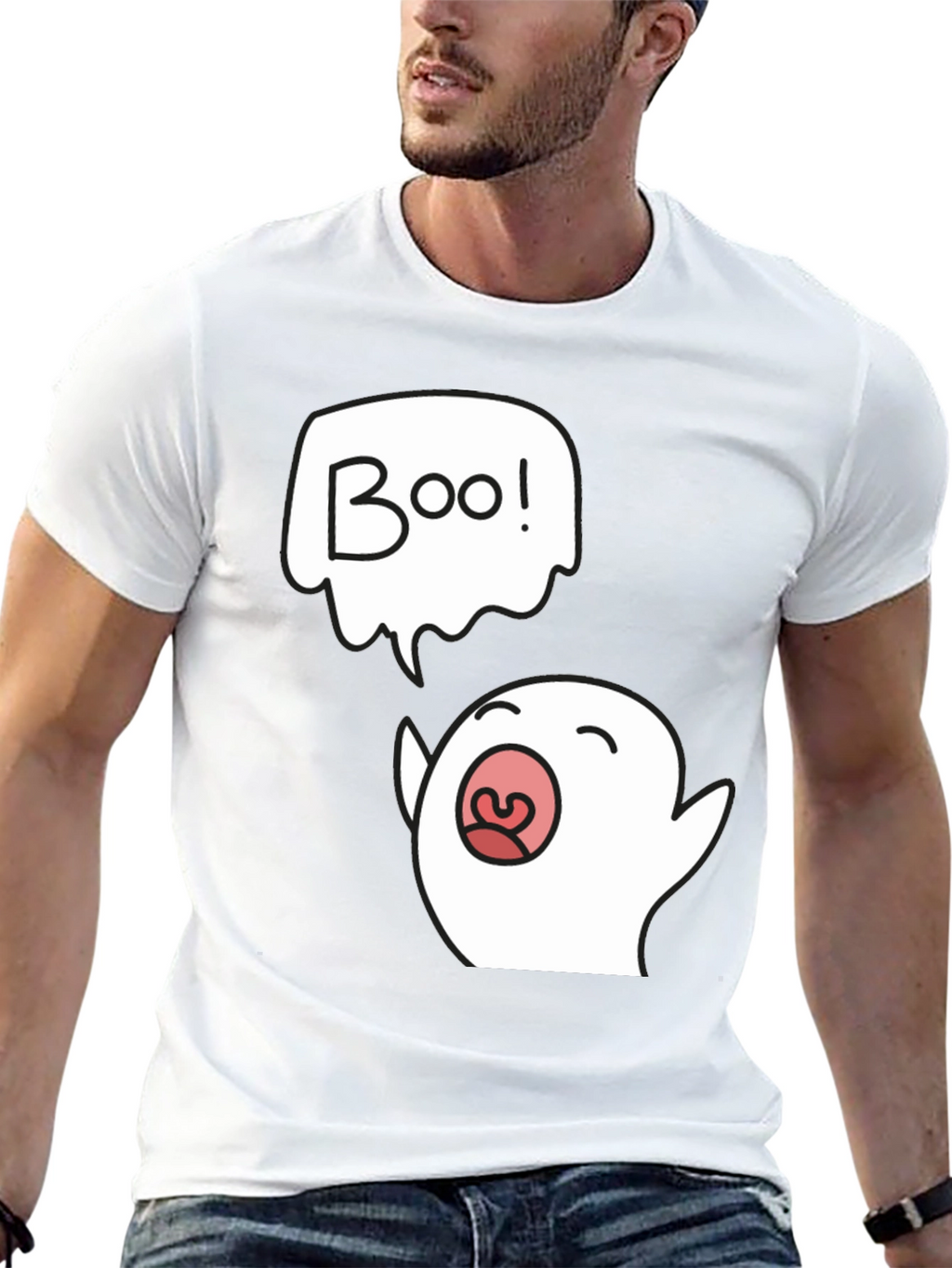 Boo Ghost Graphic Black T-Shirt