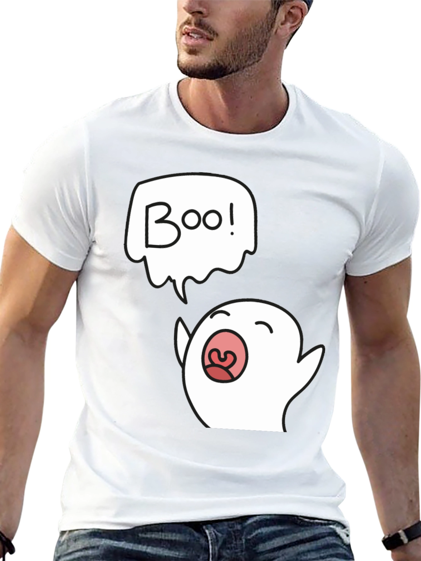 Boo Ghost Graphic Black T-Shirt