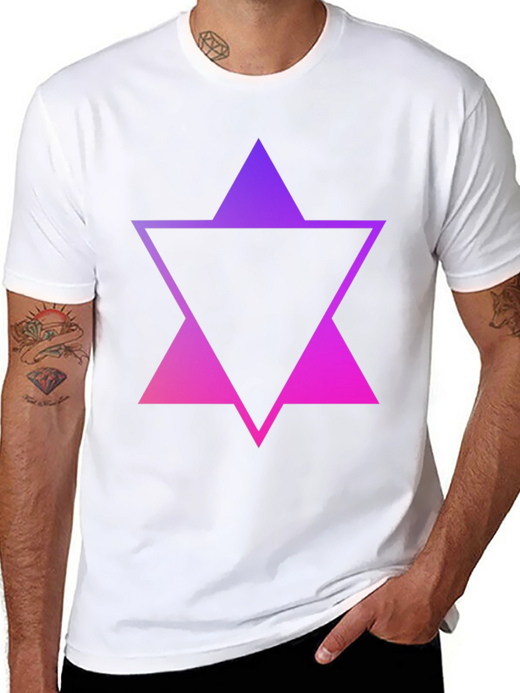 Gradient Triangle Graphic Tee - Stylish Mens Black T-Shirt