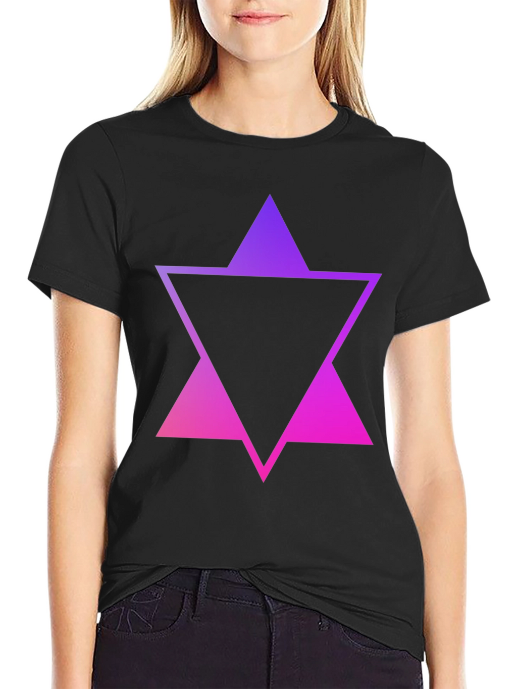 Gradient Triangle Graphic Tee - Stylish Mens Black T-Shirt