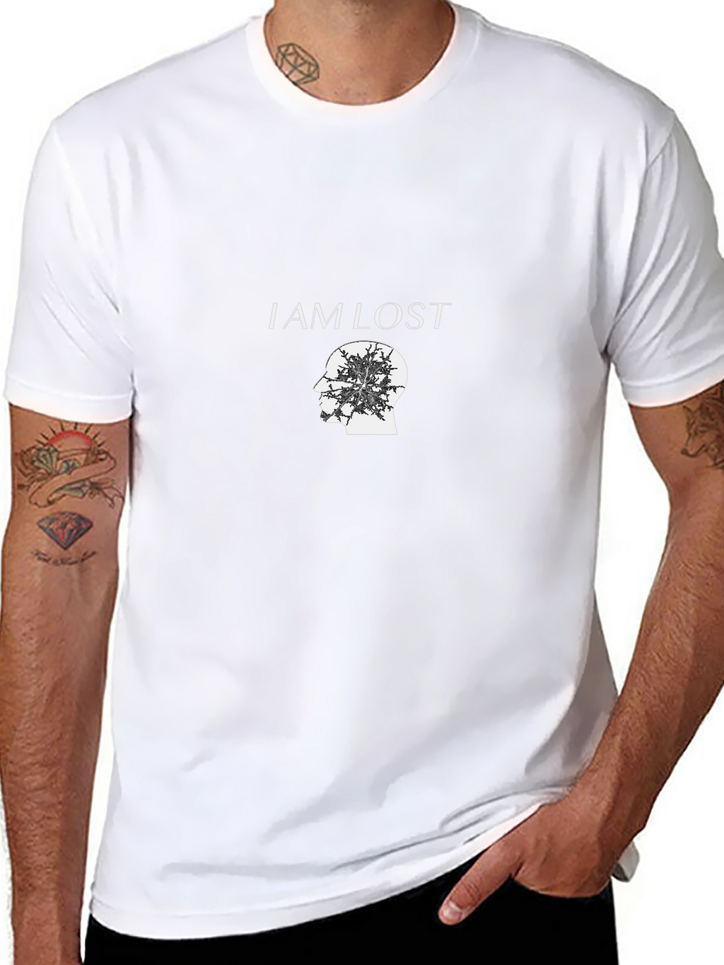 I Am Lost Graphic Print Black T-Shirt