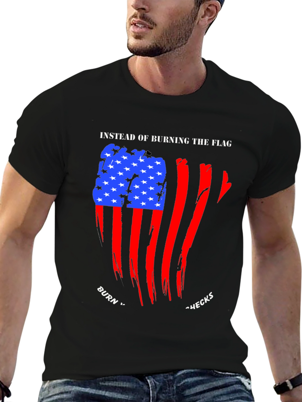 Patriotic Burn Checks Graphic T-Shirt