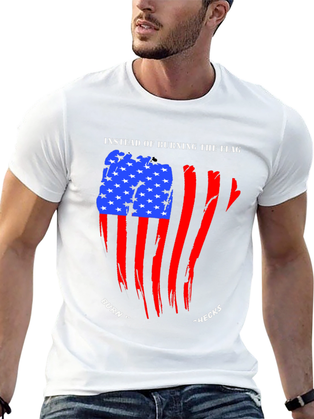 Patriotic Burn Checks Graphic T-Shirt