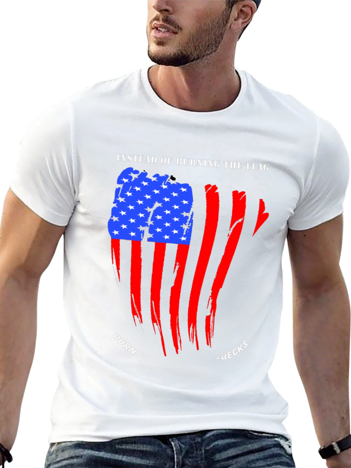 Patriotic Burn Checks Graphic T-Shirt