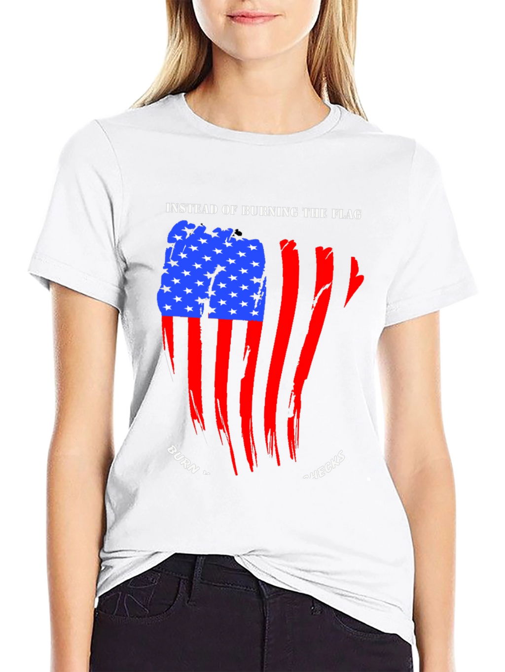 Patriotic Burn Checks Graphic T-Shirt