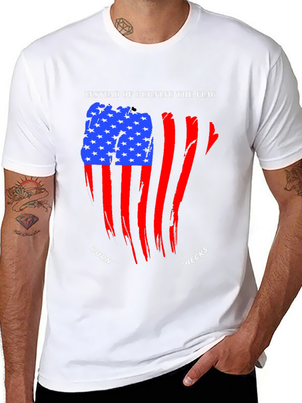 Patriotic Burn Checks Graphic T-Shirt