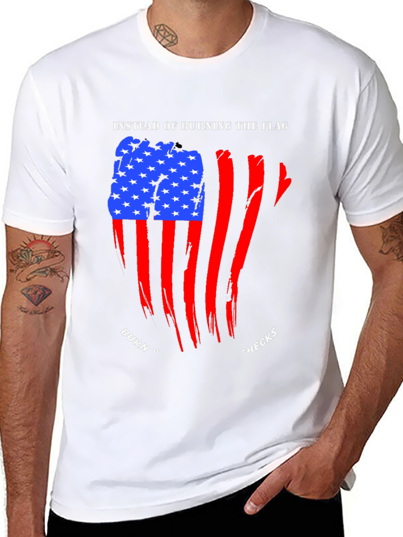 Patriotic Burn Checks Graphic T-Shirt