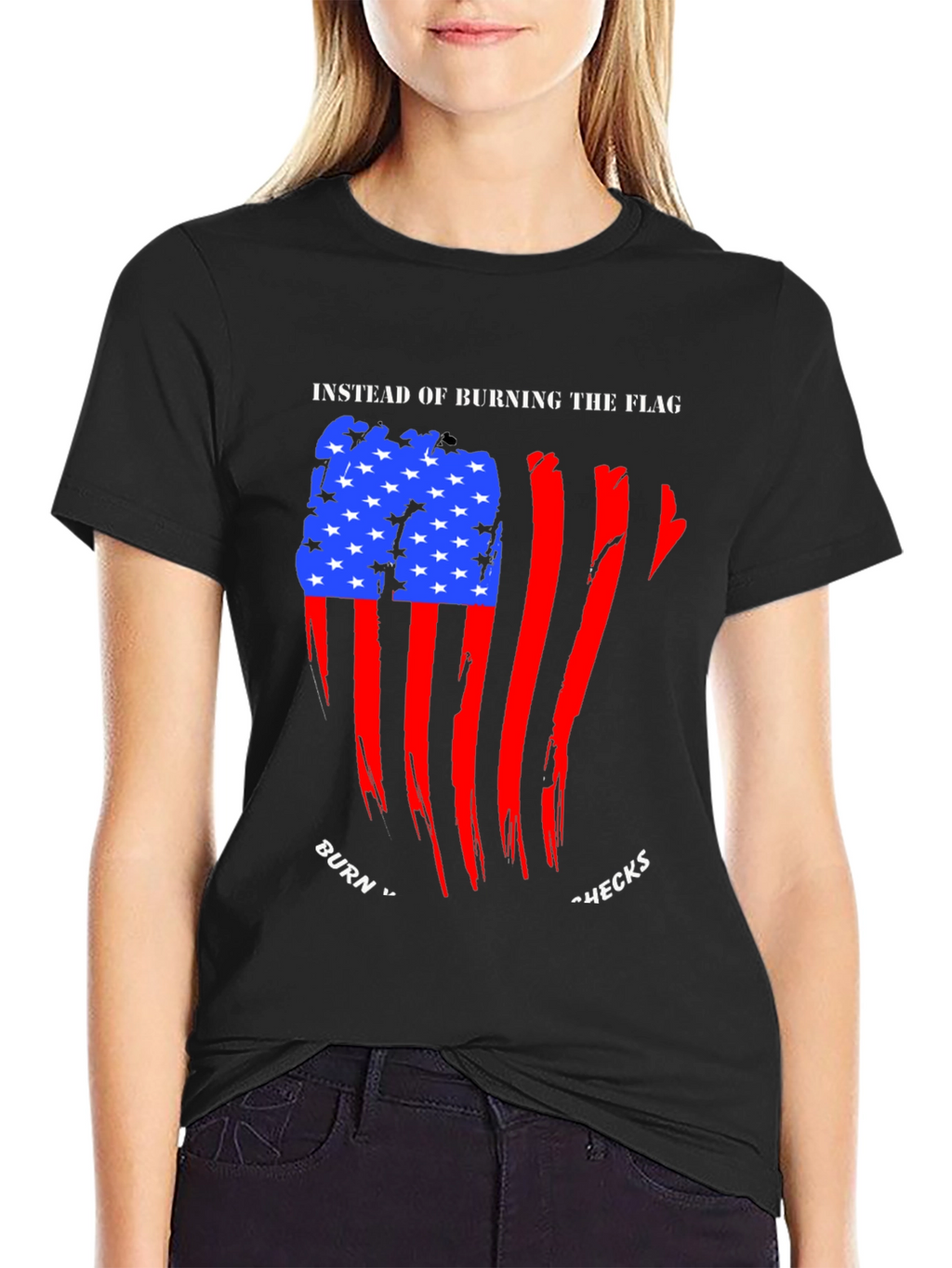 Patriotic Burn Checks Graphic T-Shirt