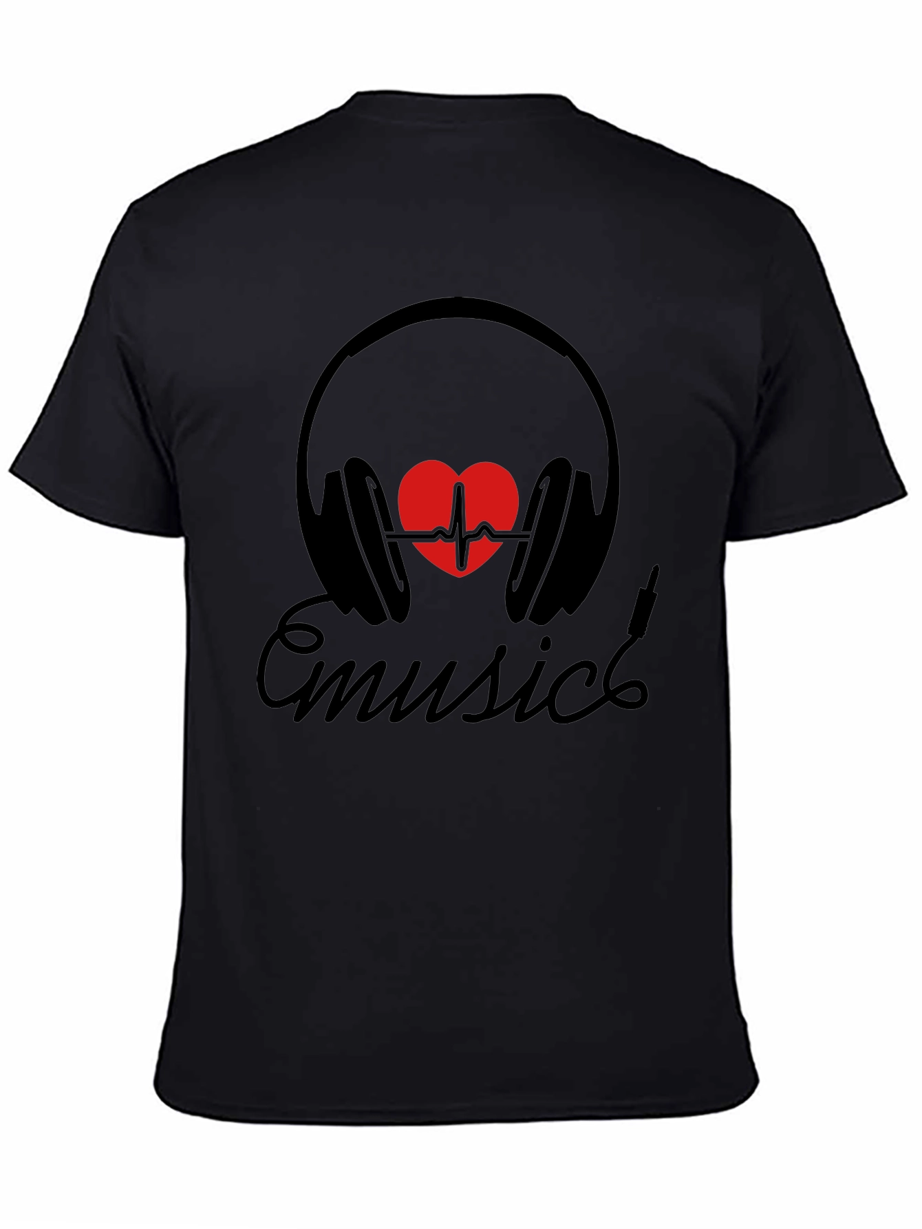 Music Heartbeat Headphones Black Tee