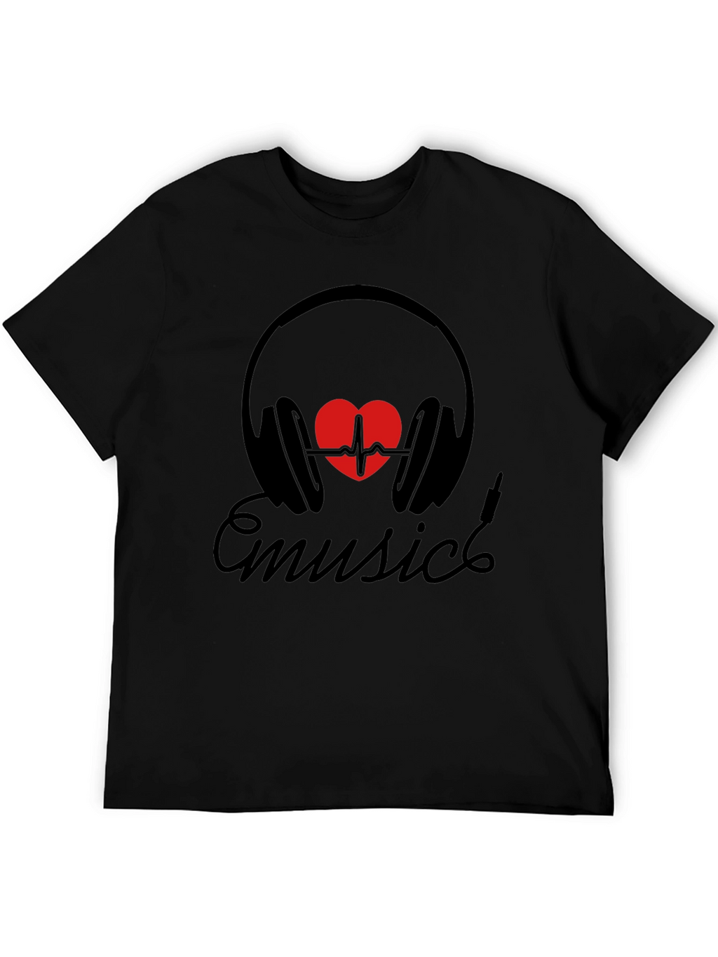 Music Heartbeat Headphones Black Tee