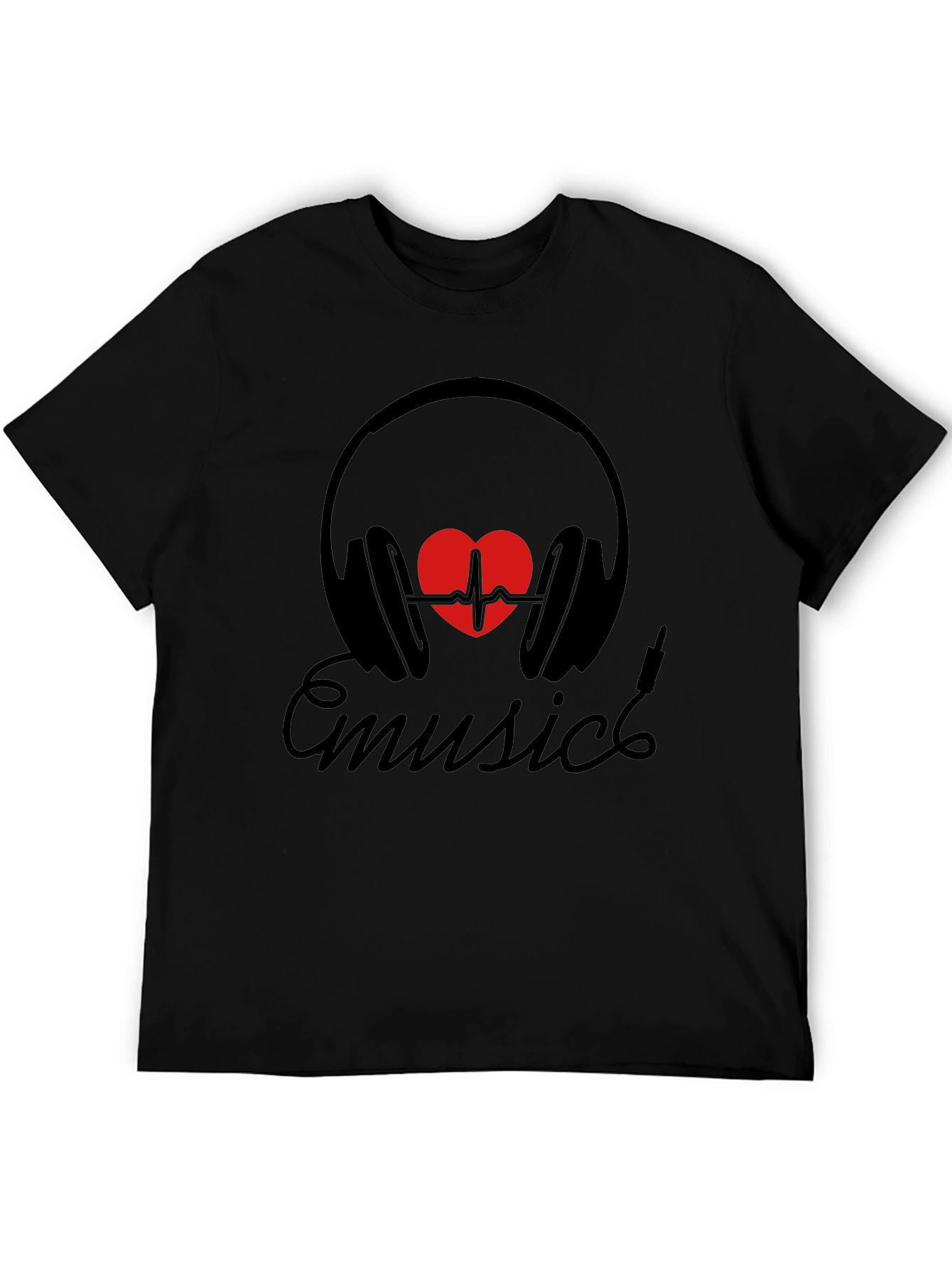 Music Heartbeat Headphones Black Tee