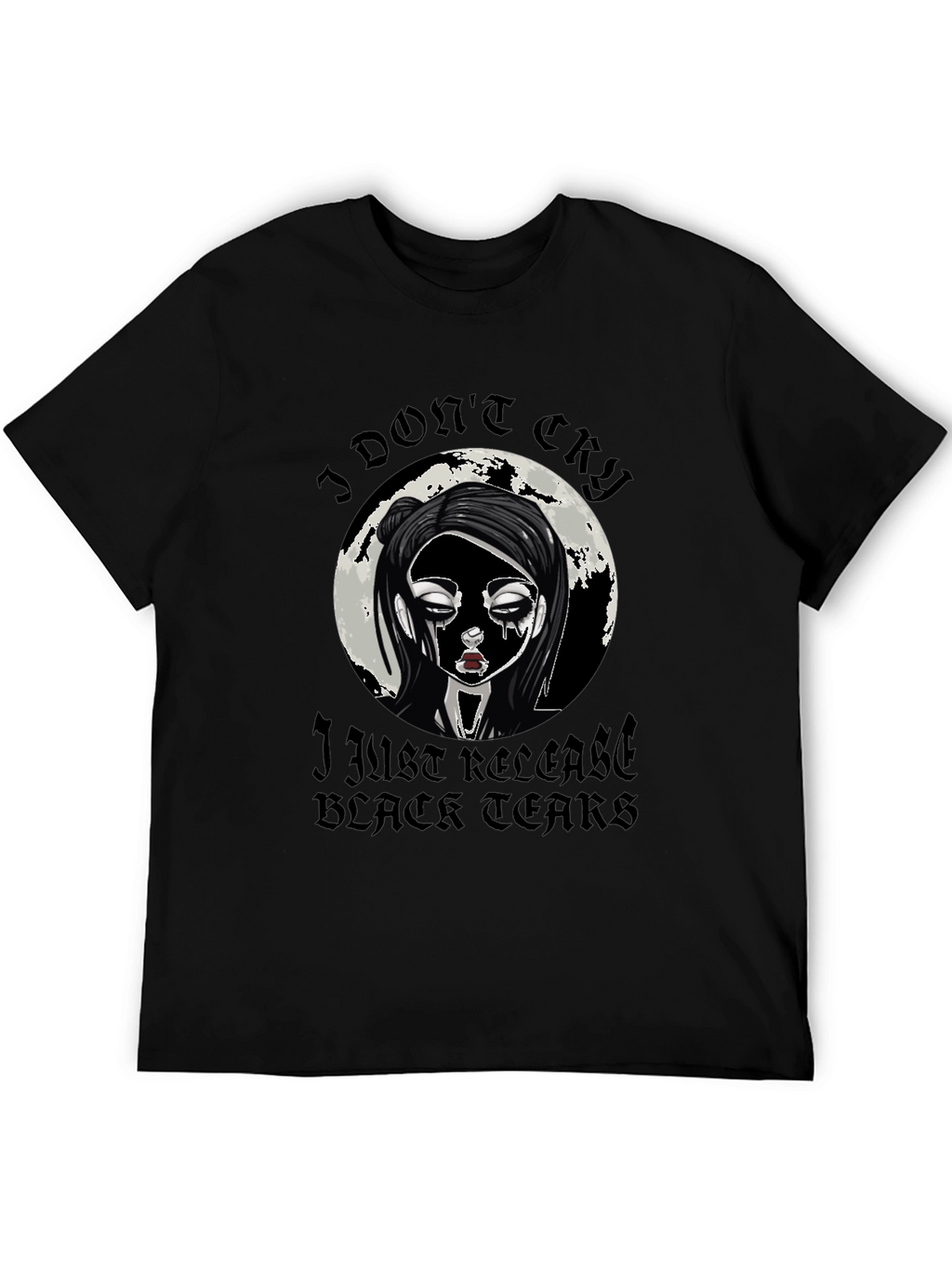 Gothic Black Tears Graphic T-Shirt