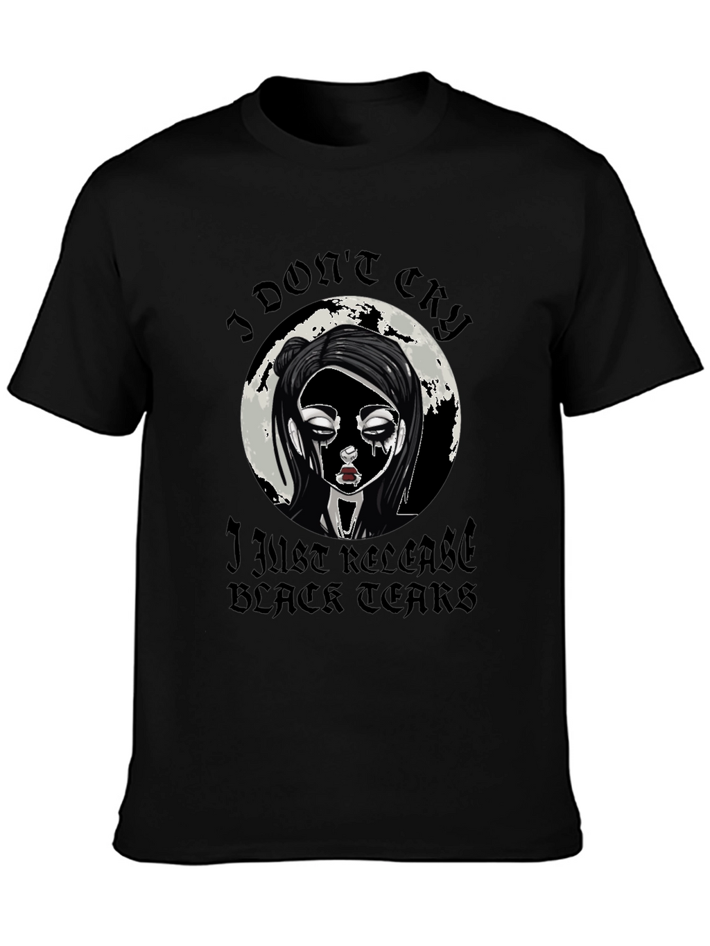 Gothic Black Tears Graphic T-Shirt