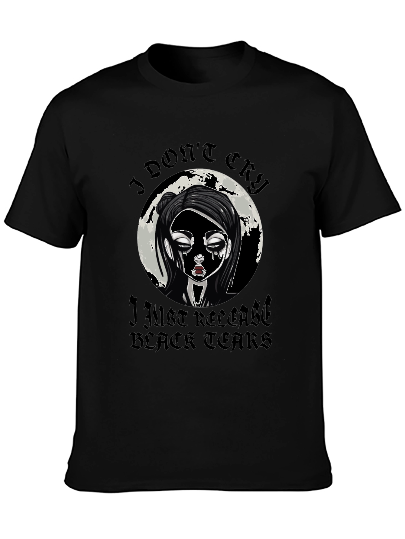 Gothic Black Tears Graphic T-Shirt