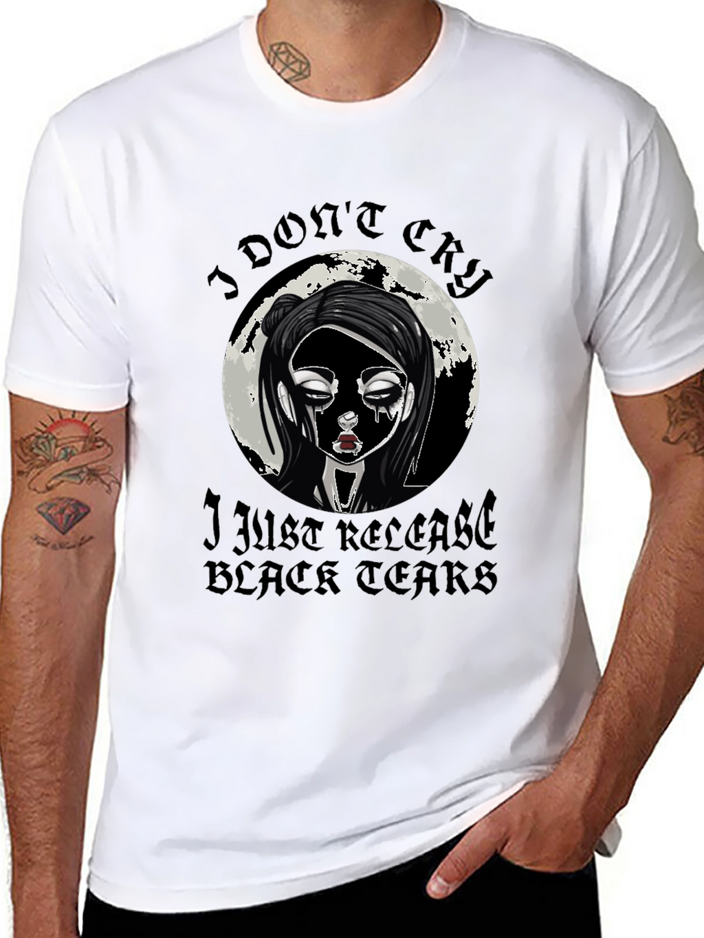 Gothic Black Tears Graphic T-Shirt