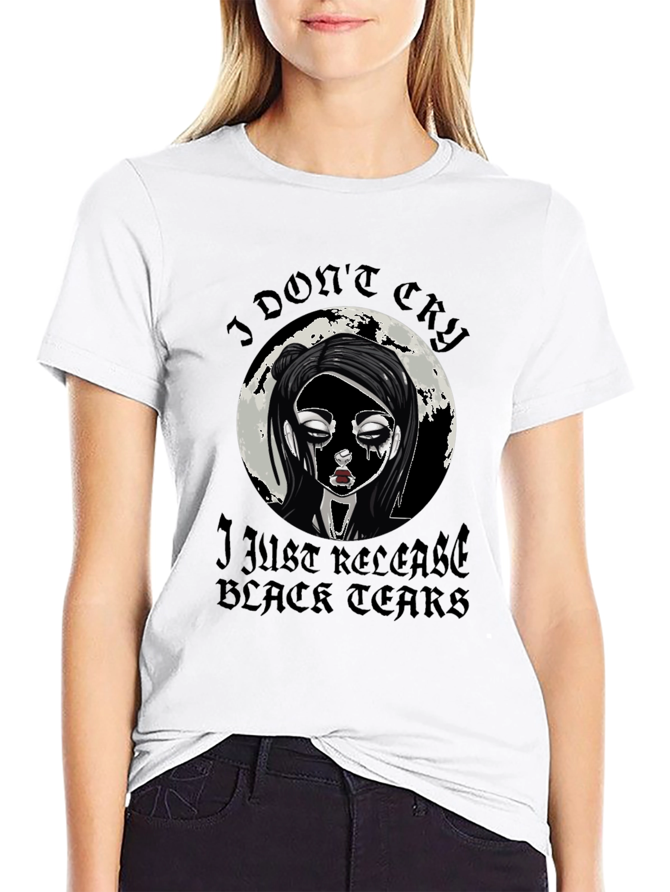 Gothic Black Tears Graphic T-Shirt