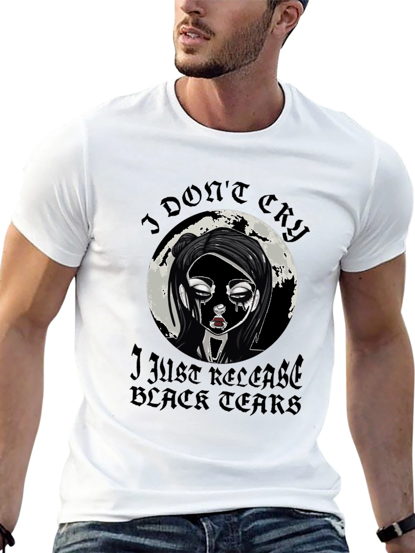 Gothic Black Tears Graphic T-Shirt