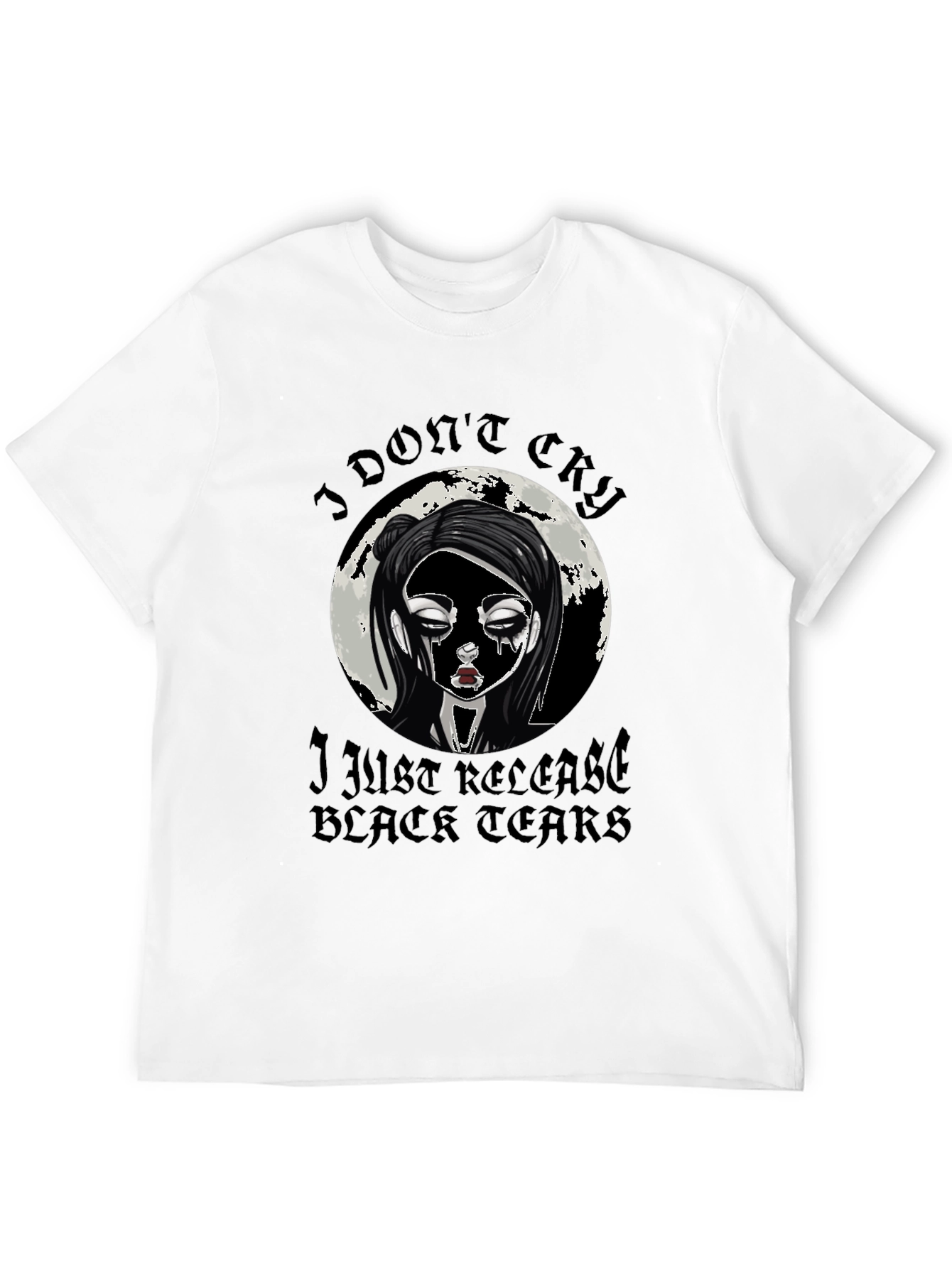 Gothic Black Tears Graphic T-Shirt