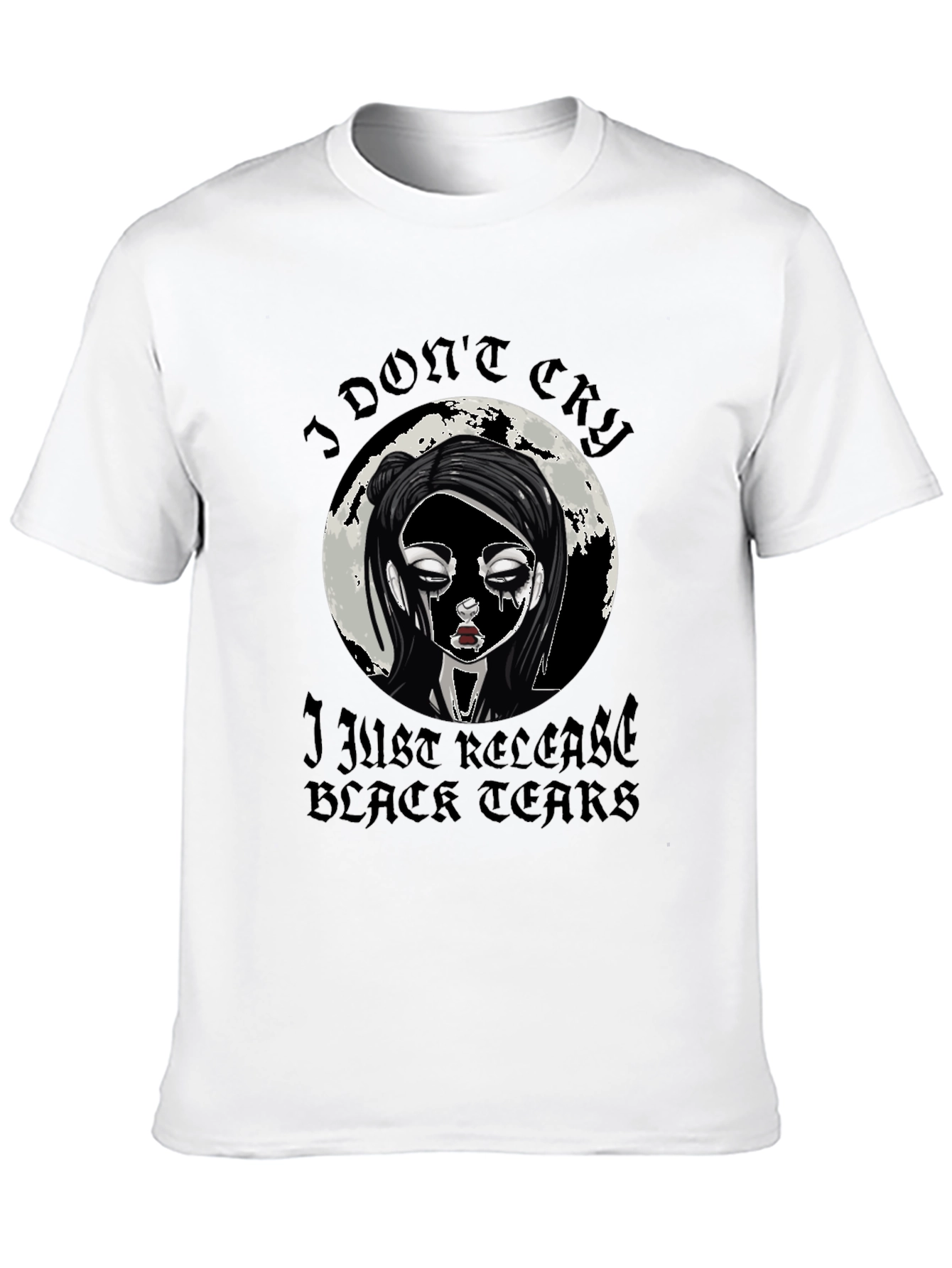 Gothic Black Tears Graphic T-Shirt