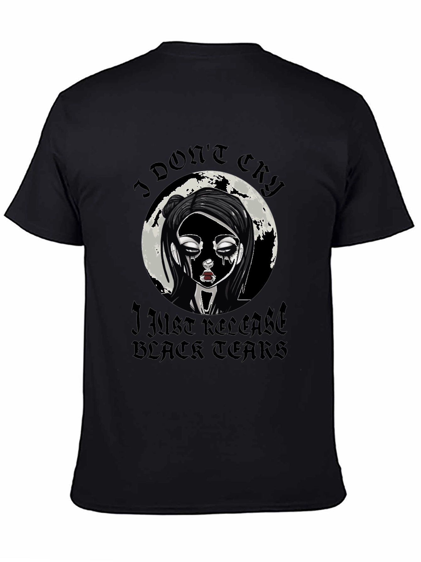 Gothic Black Tears Graphic T-Shirt