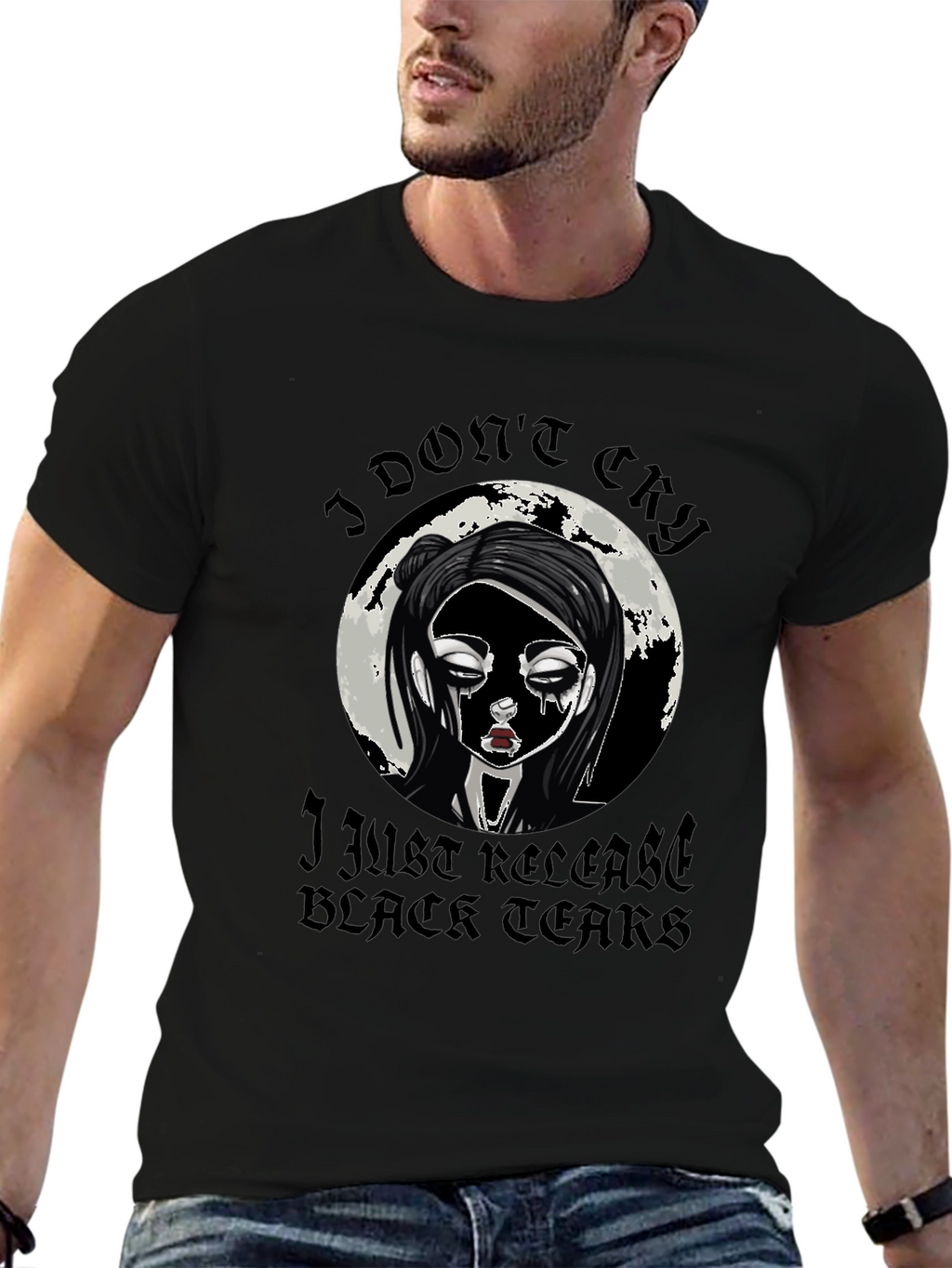 Gothic Black Tears Graphic T-Shirt