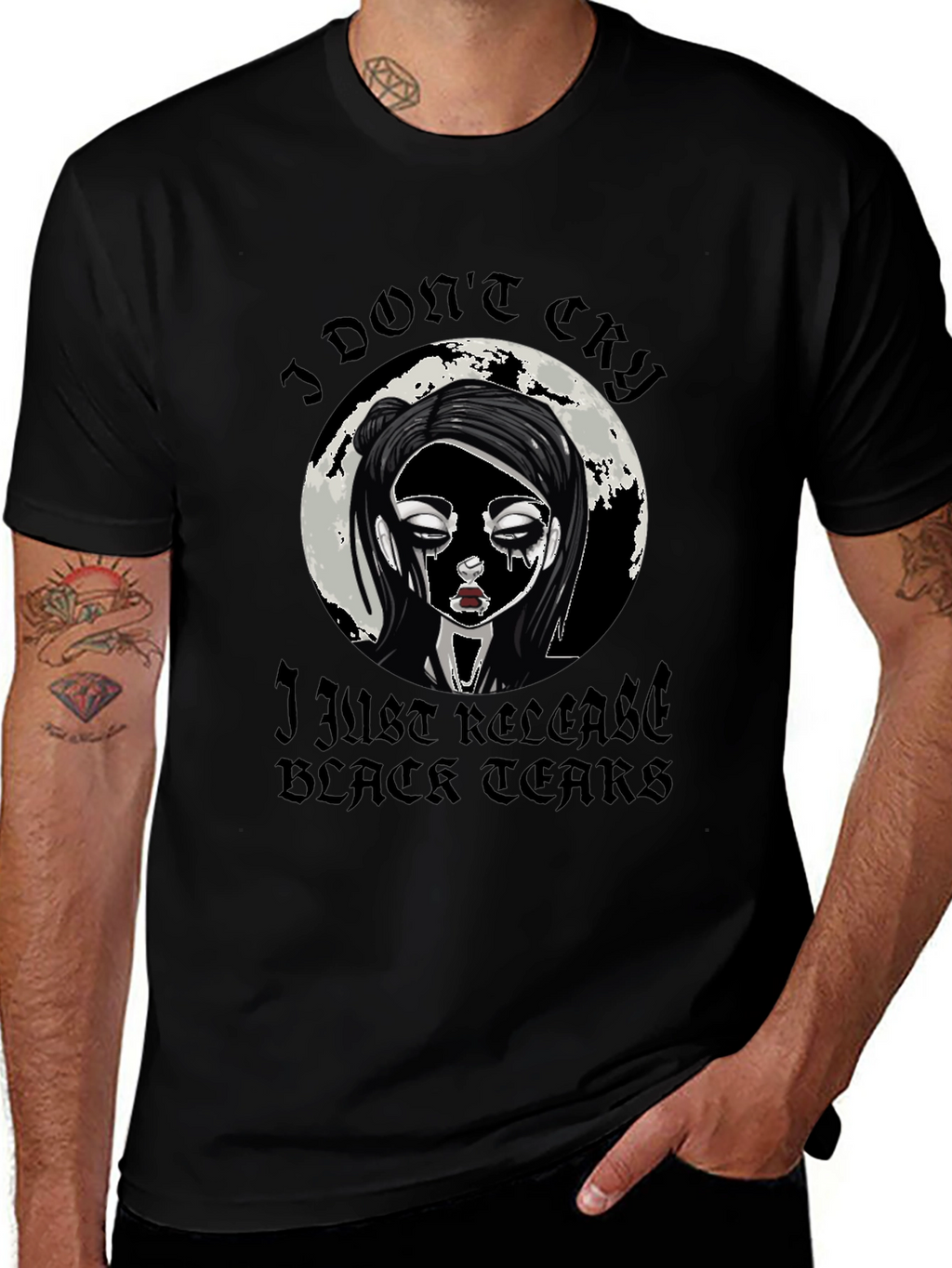 Gothic Black Tears Graphic T-Shirt