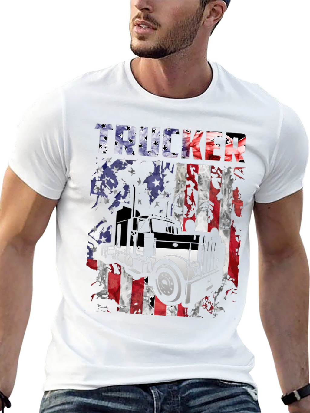Trucker American Flag T-Shirt