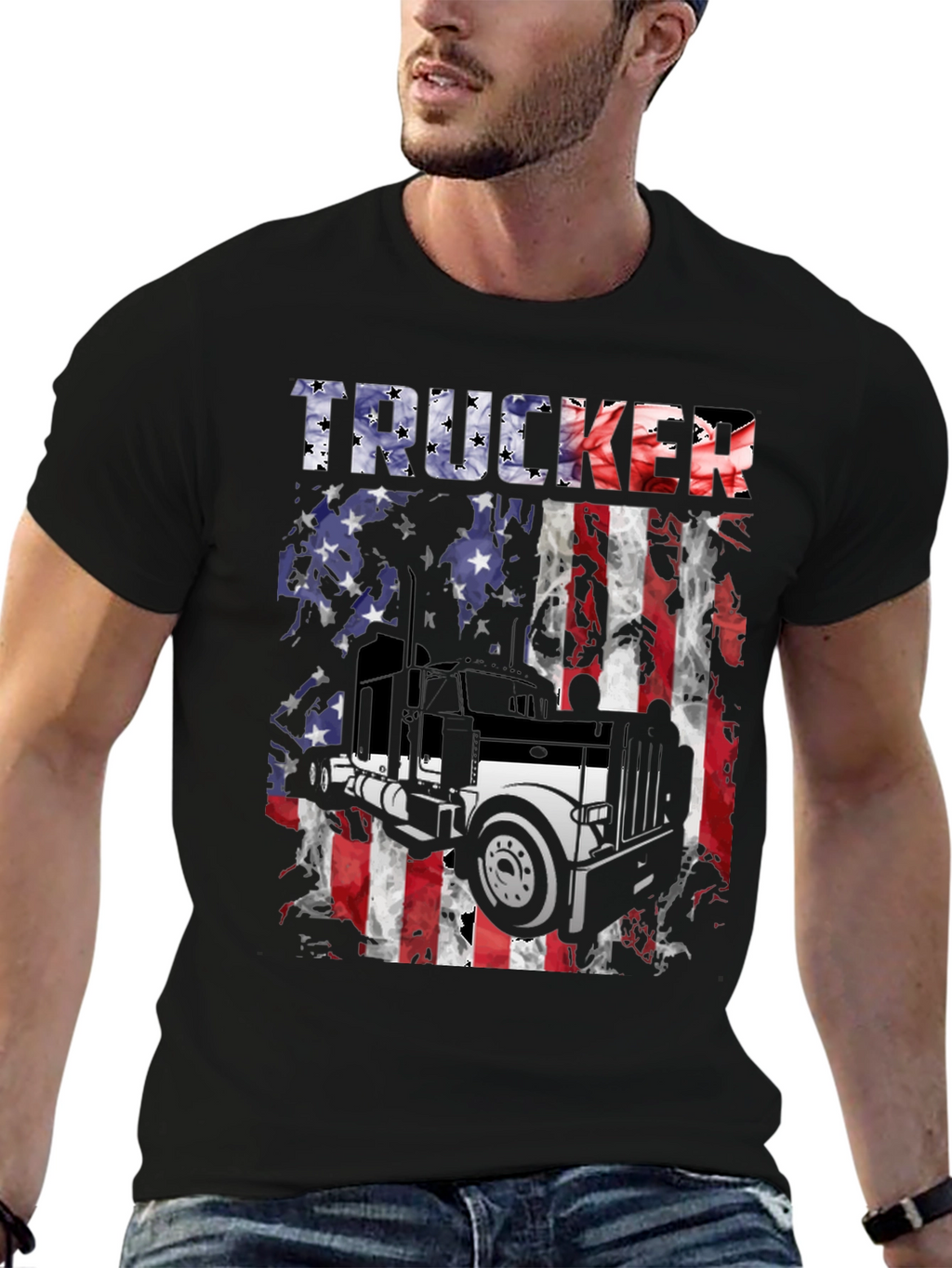 Trucker American Flag T-Shirt