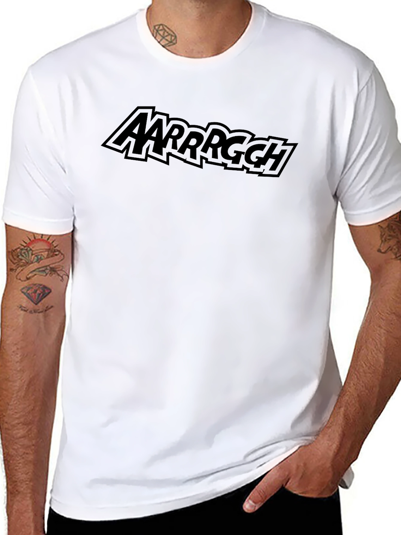 AARRRGGH Pirate Comic Style Black T-Shirt